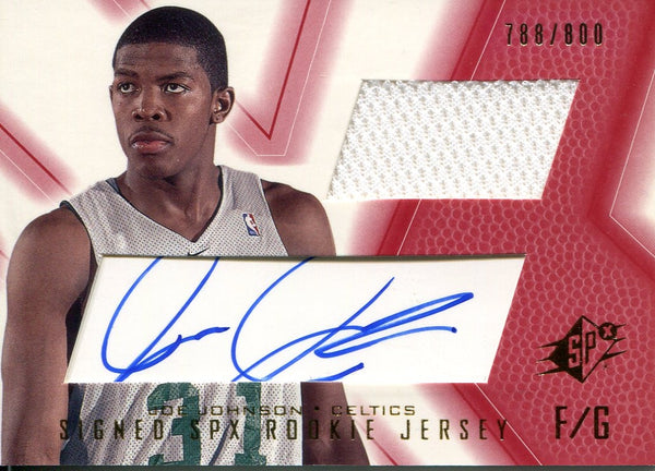 Joe Johnson Autographed 2001 Upper Deck SPX Game Used Jersey Rookie Card