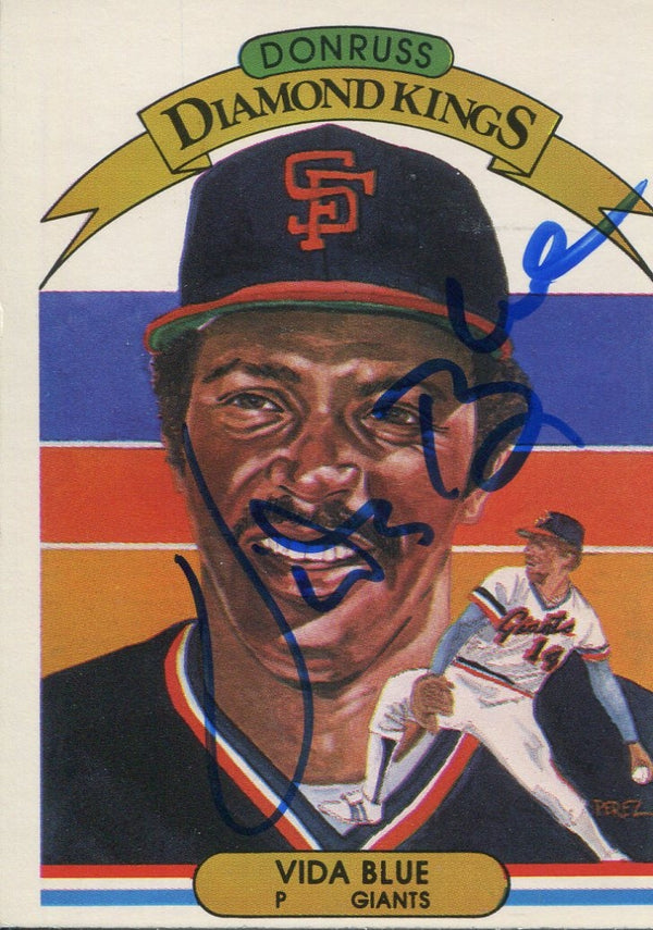 Vida Blue Autographed 1982 Diamond Kings Card