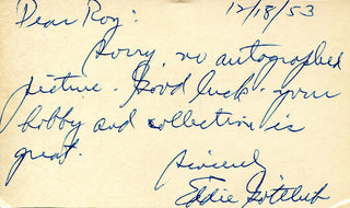 Eddie Gottlieb Autographed 1953 Vintage 3x5 Index Card (JSA)