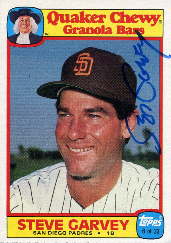 Steve Garvey Autographed 1986 Topps Quaker Oats Card