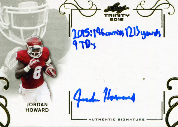 Jordan Howard Autographed 2016 Leaf Trinity Card