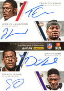 Ameer Abdullah, Devin Smith, Devin Funchess, Maxx Williams, Tevin Coleman, Jeremy Langford, David Cobb, Stefon Diggs Autographed 2015 Panini Pen Pals Signature Card Back