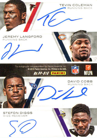 Ameer Abdullah, Devin Smith, Devin Funchess, Maxx Williams, Tevin Coleman, Jeremy Langford, David Cobb, Stefon Diggs Autographed 2015 Panini Pen Pals Signature Card Back