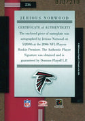Jerious Norwood Autographed 2006 Donruss Threads Card