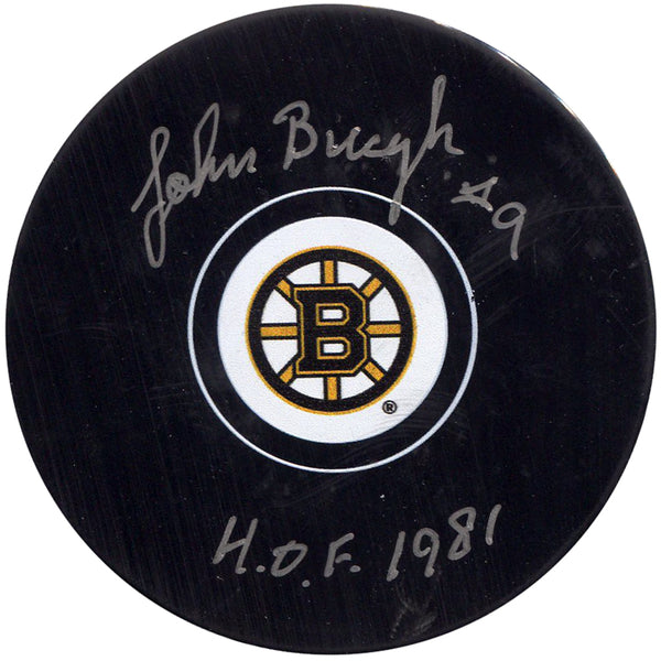 Johnny Bucyk HOF 1981 Autographed Boston Bruins Puck 