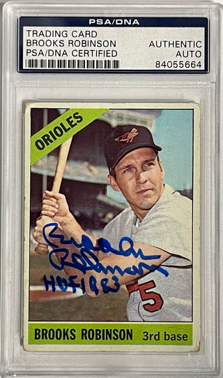 Brooks Robinson Autographed 1966 Topps Card #390 (PSA)