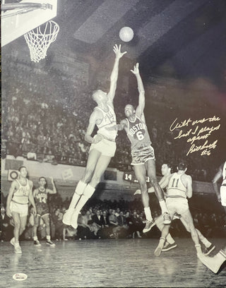 Bill Russell Autographed 16x20 Photo vs Chamberlain (JSA)