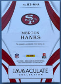 Merton Hanks Autographed 2019 Panini Immaculate Card 06/99
