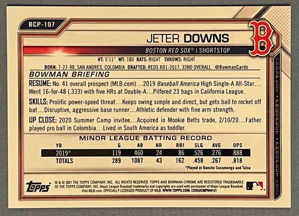 Jeter Downs 2021 Bowman Chrome Rookie Card BCP-107