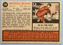 Warren Spahn 1962 Topps baseball Card #100