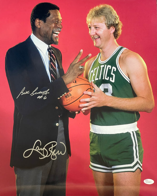 Bill Russell & Larry Bird Autographed 16x20 Photo (JSA)