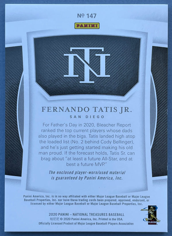 2020 National Treasures #147 Fernando Tatis Jr Relic Card 01/25