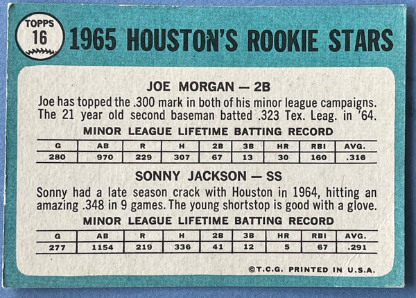 Joe Morgan Sonny Jackson 1965 Topps Rookie Stars Baseball Card #16