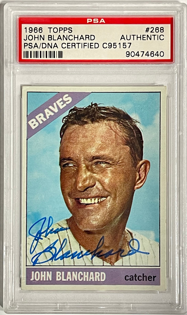 Johnny Blanchard Autographed 1966 Topps Card #268 (PSA)