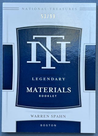 Warren Spahn 2020 National Treasures Legendary Materials Booklet Card #53/99