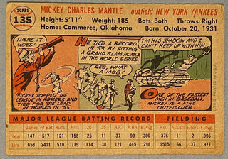 Mickey Mantle 1956 Topps Baseball Card #135