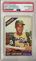 Bert Campaneris Autographed 1966 Topps Card #175 (PSA)