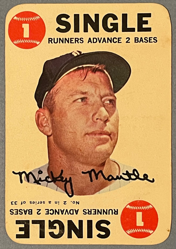 Mickey Mantle Topps 1968 Baseball Game Card Single Runners Advance 2 Bases
