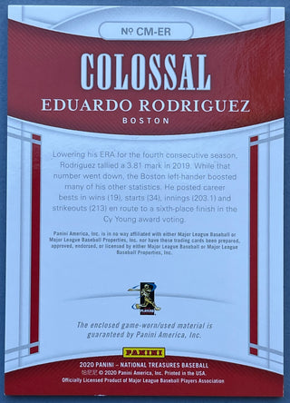 Eduardo Rodriguez 2020 National Treasures Colossal Jersey Card #65/99