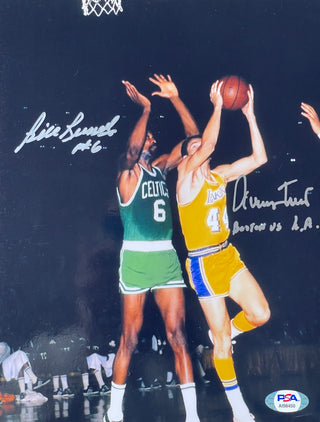 Bill Russell & Jerry West Autographed 8x10 Basketball Photo (PSA)