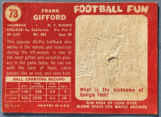 Frank Gifford 1958 Topps Football Card #73