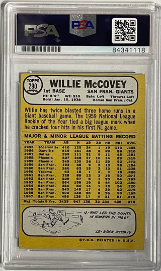Willie McCovey Autographed 1968 Topps Card #290 (PSA)