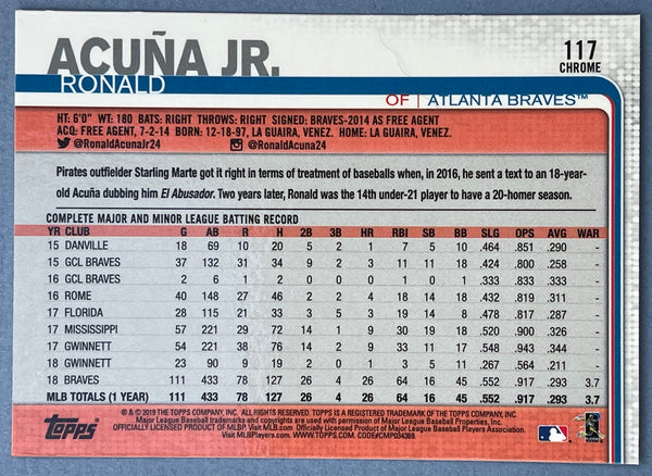 Ronald Acuna Jr. 2019 Topps Chrome Card #117