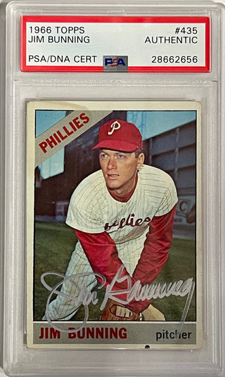 Jim Bunning Autographed 1966 Topps Card #435 (PSA)