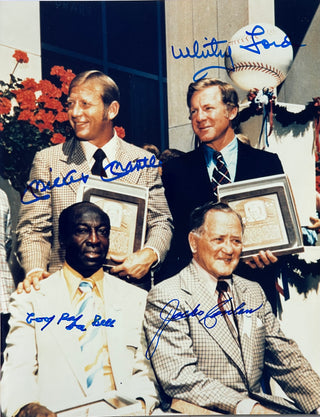 Mickey Mantle Whitey Ford Jocko Conlon & Cool Papa Bell Signed 8x10 Baseball Photo (Beckett)