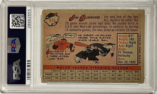 Jim Bunning Autographed 1958 Topps Card #115 (PSA)