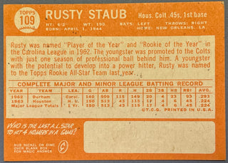 Rusty Staub 1964 Topps All Star Rookie Card #109