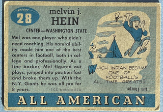 Mel Hein 1955 Topps All American Football Card #28