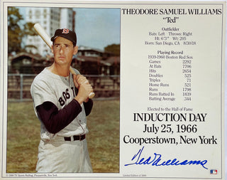 Ted Williams Autographed 8x10 HOF Induction Day Card (Beckett)
