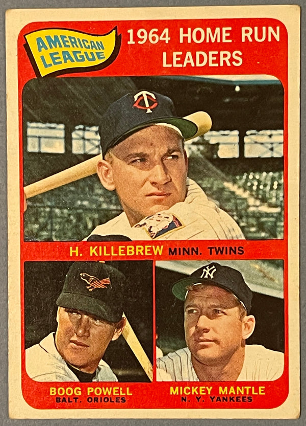 Mickey Mantle 1965 Topps Baseball Card #3 1964 HR Leaders Mantle Kille