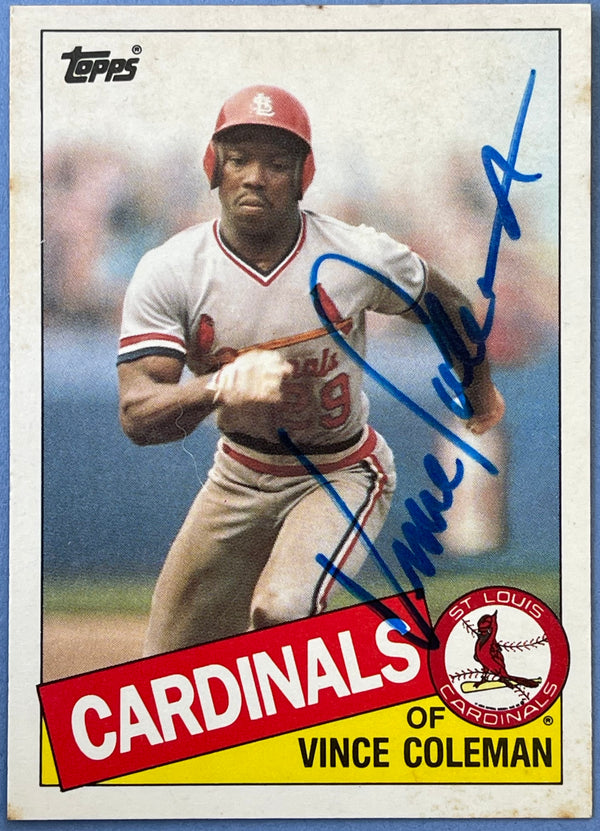 Vince Coleman Autographed 1985 Topps Traded Rookie Card #24T