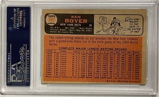 Ken Boyer Autographed 1966 Topps Card #385 (PSA)
