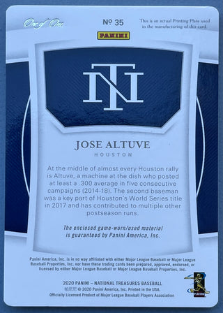 Jose Altuve 2020 National Treasures One of One Card