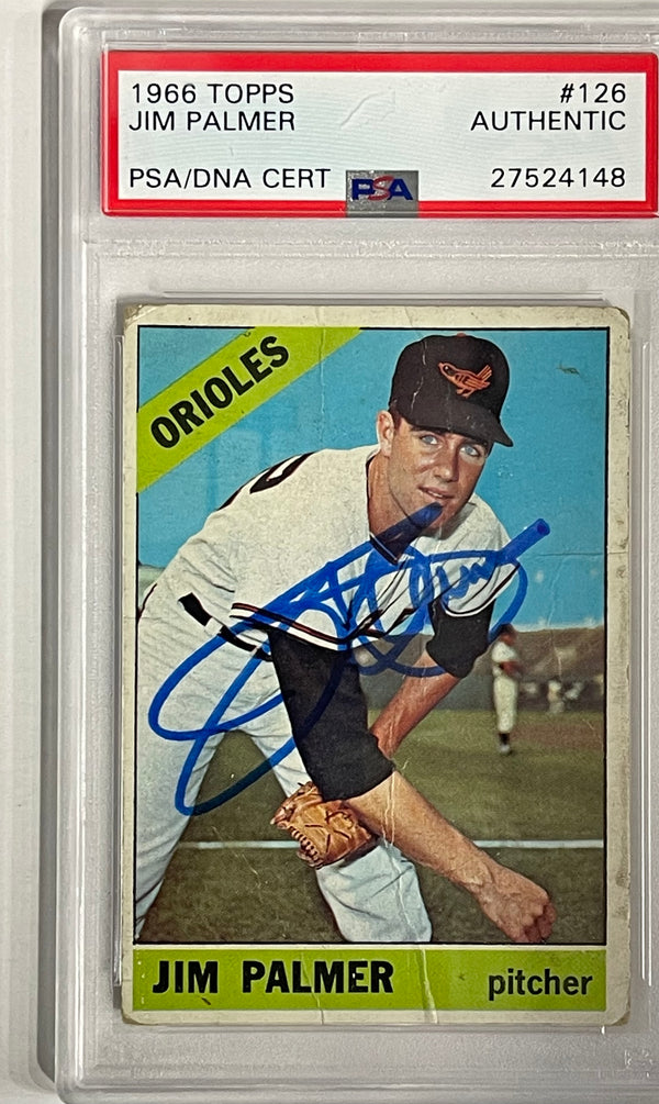 Jim Palmer Autographed 1966 Topps Rookie Card #126 (PSA)