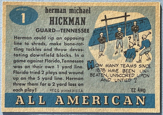Herman Hickman 1955 Topps All American Football Card #1