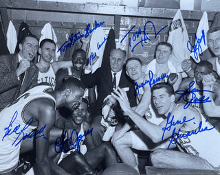 Boston Celtics Team Celebration Autographed 8x10 Basketball Photo (PSA)