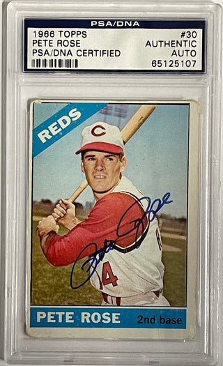 Pete Rose Autographed 1966 Topps Card #30 (PSA)