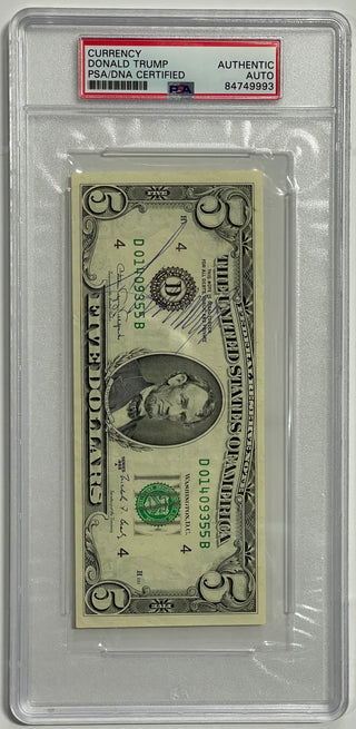 Donald Trump 45th President of the United States Signed "Old $5 Bill" PSA/DNA Encapsulated