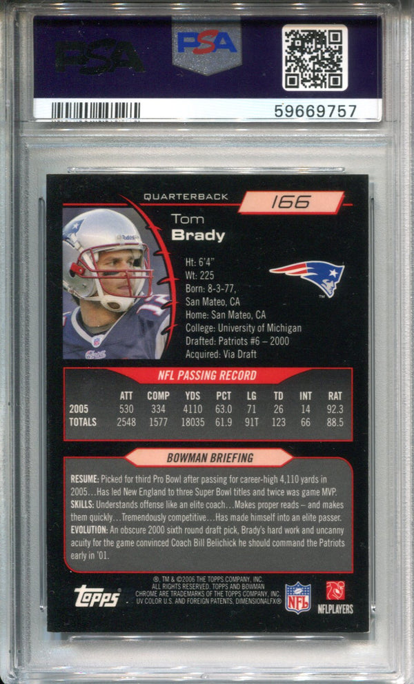Tom Brady 2006 Bowman Chrome #166 PSA 6 Card