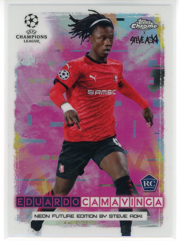 Eduardo Camavinga 2021 Topps Chrome Steve Aoki Neon Future Rookie Card #NF-EC