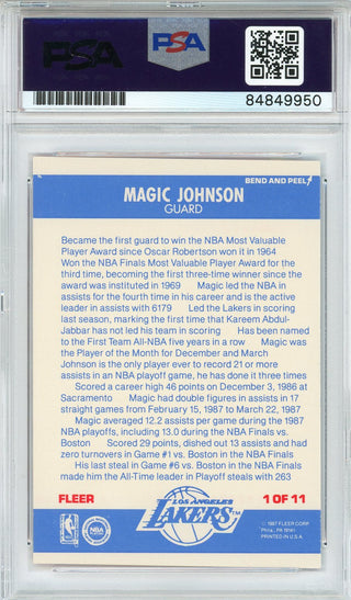 Magic Johnson Autographed 1987 Fleer Sticker Card #1 (PSA)