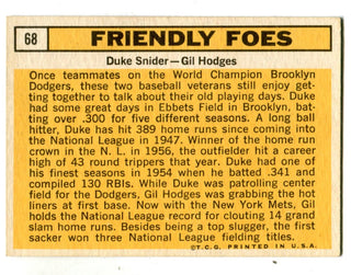 Duke Snider Friendly Foes 1963 Topps #68 Card
