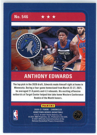 Anthony Edwards 2020-21 Panini Chronicles Hometown Heroes Rookie Card #546