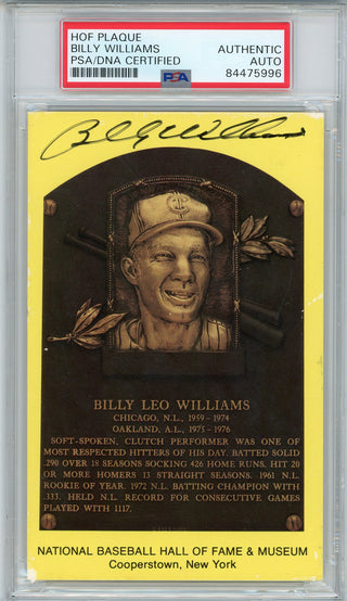 Billy Williams Autographed Hall of Fame Plaque Card (PSA)