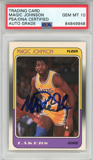 Magic Johnson Autographed 1988 Fleer Card #67 (PSA)