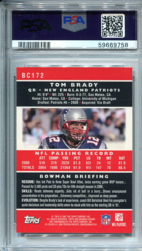 Tom Brady 2007 Bowman Chrome #BC172 PSA NM 7 Card